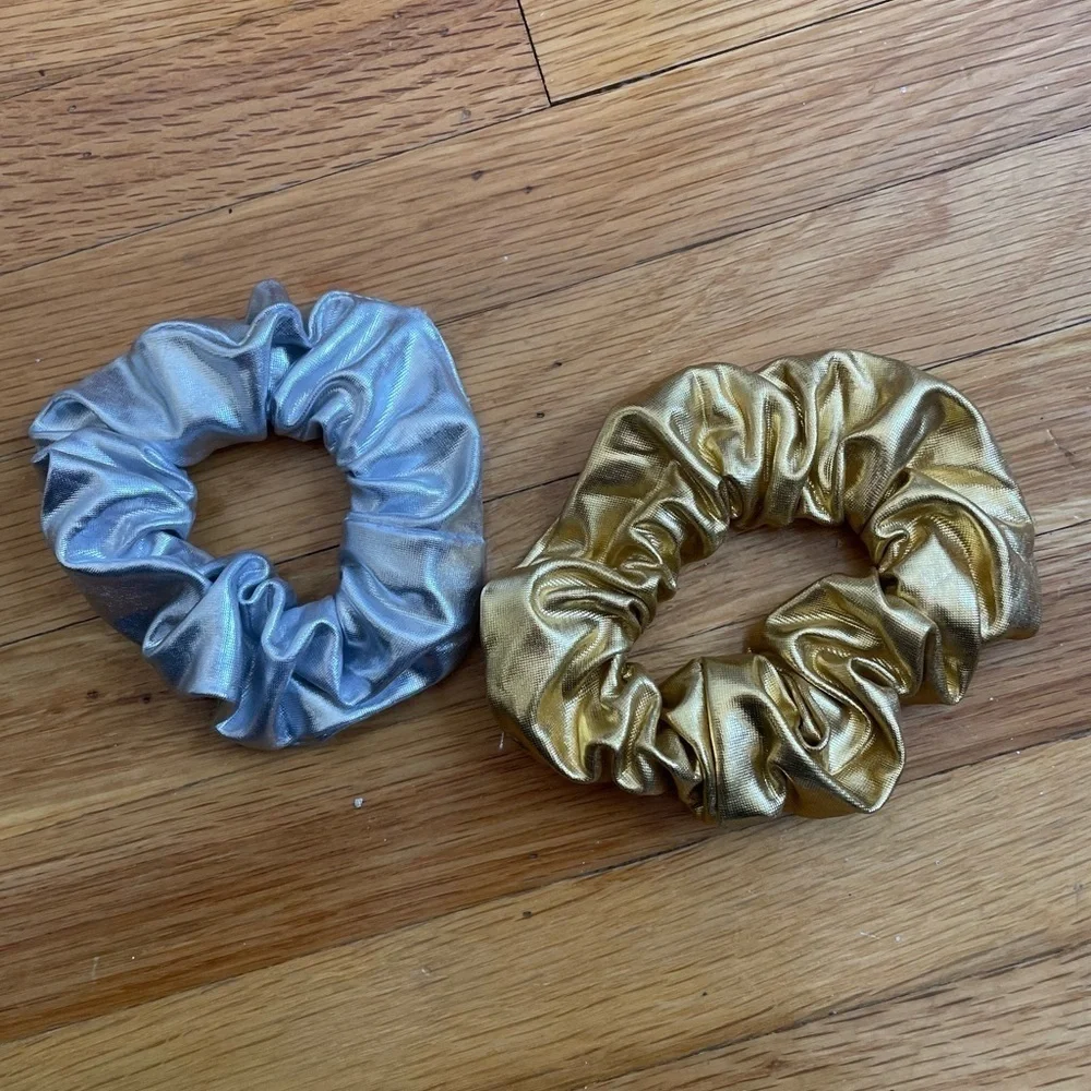 4/$25 Metallic Gold and Silver Scrunchies 2 Pack